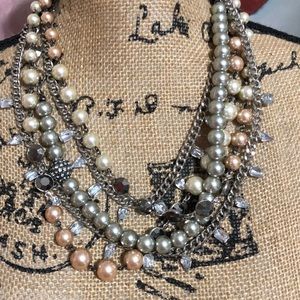 Loft pink and white pearl stone necklace